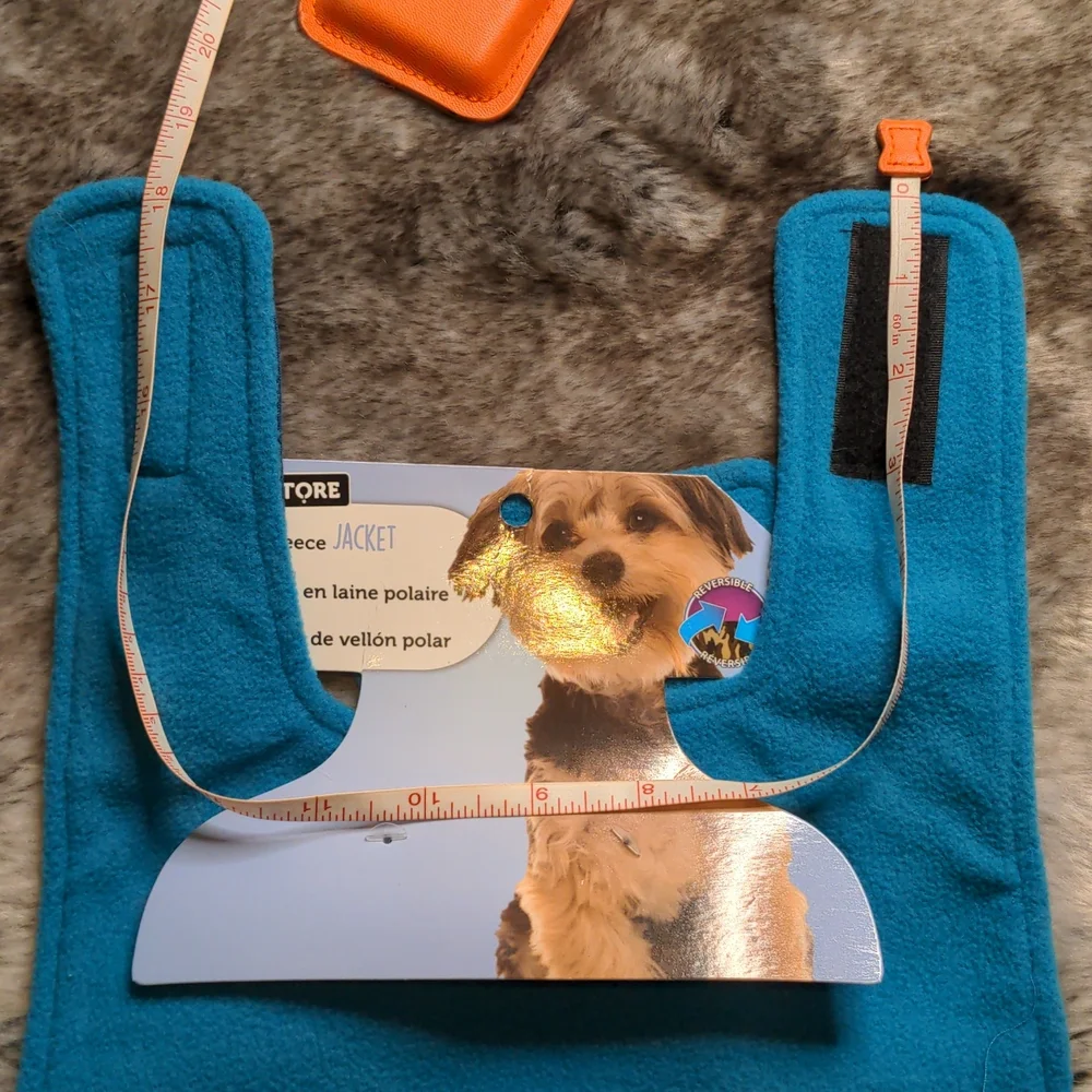 Sold🌷5 for $20🌷 SM - ADD-ON: Teal Reversable Polar Fleece Dog Coat - Picture 7 of 8